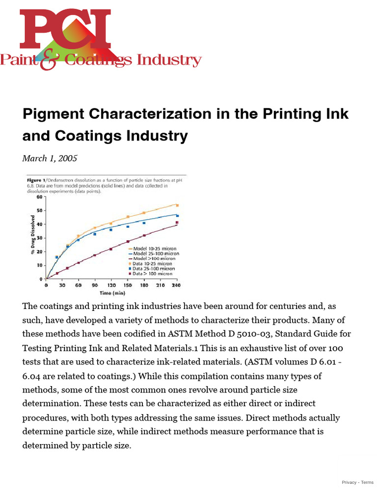 Pigment Particle Size Analysis Methods | PDF | Particle Size ...