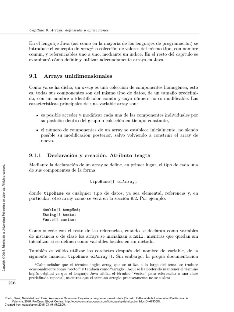 Empezar A Programar Usando Java (3a. Ed.) - (9.1 Arrays ...