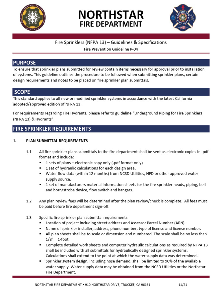 NFPA 13 Fire Sprinkler Guidelines | PDF | Fire Sprinkler System | Valve
