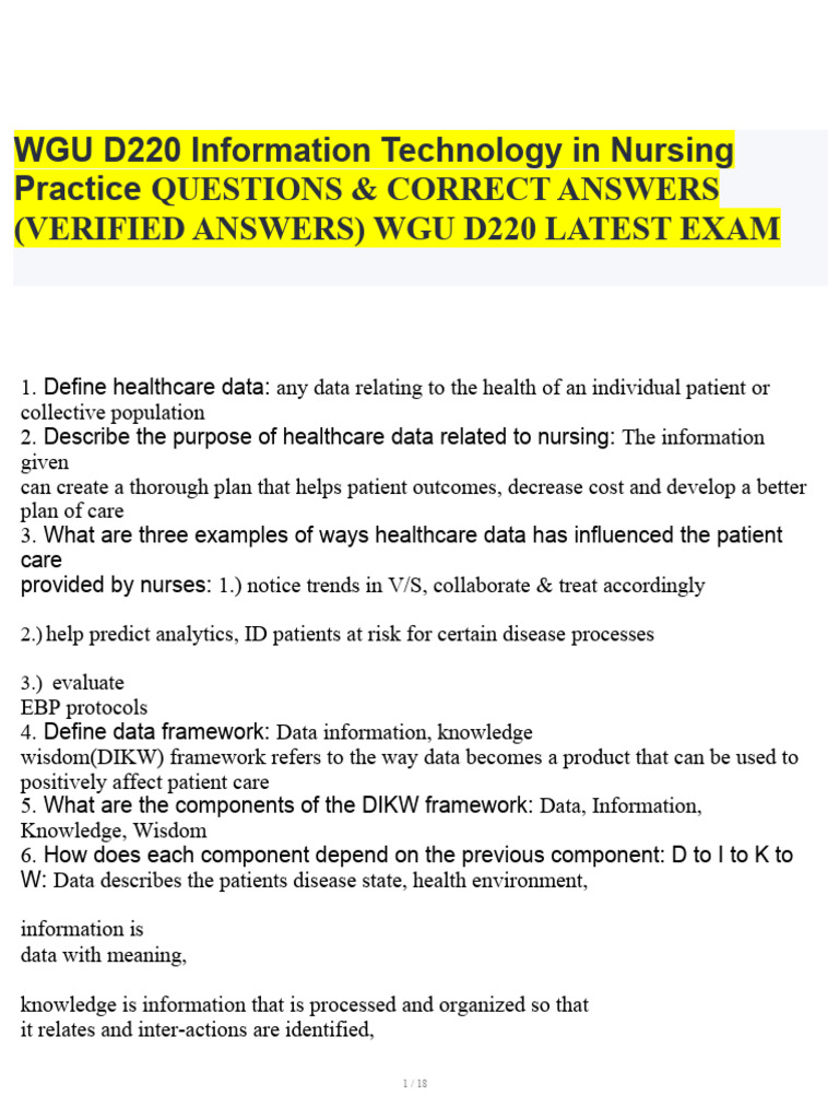WGU D220 Nursing Informatics Exam Guide | PDF | Malware | Electronic ...