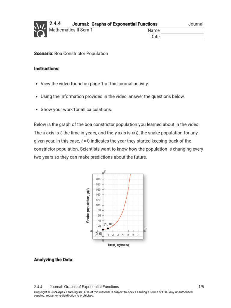 2.4.4 Journal - Graphs of Exponential Functions (Journal 