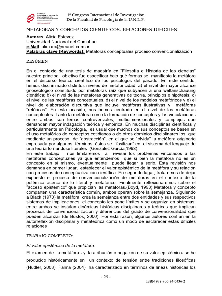 Metáforas Conceptuales en Psicología | PDF | Metáfora | Conocimiento