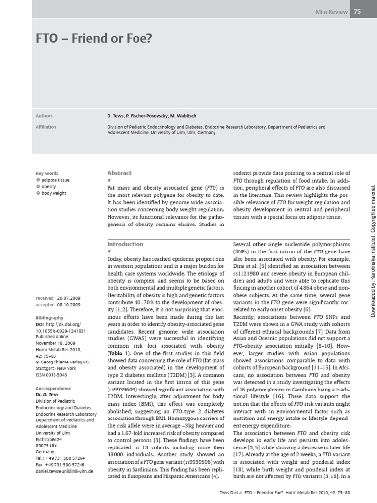 Pcos Fto 9 | Download Free PDF | Adipose Tissue | Obesity