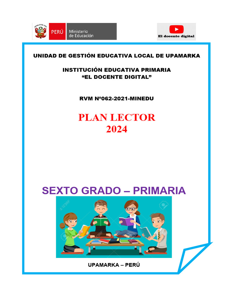PLAN LECTOR 2024 - PRIMARIA - SEXTO GRADO - El Docente Digital | PDF ...