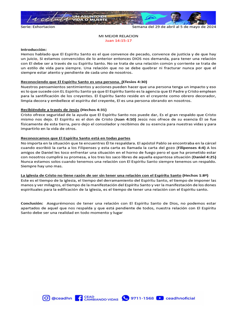 Relacion Con El Espiritu Santo | PDF | espíritu Santo | Cristo (título)