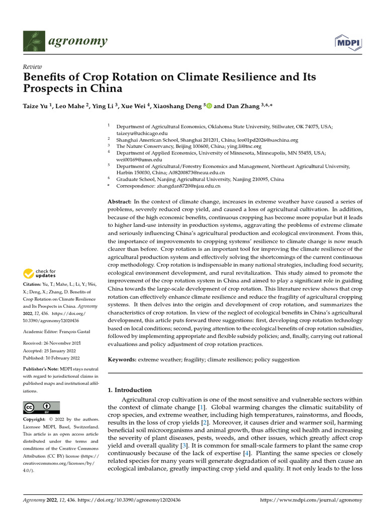 Agronomy 12 00436 | PDF | Crop Rotation | Soil