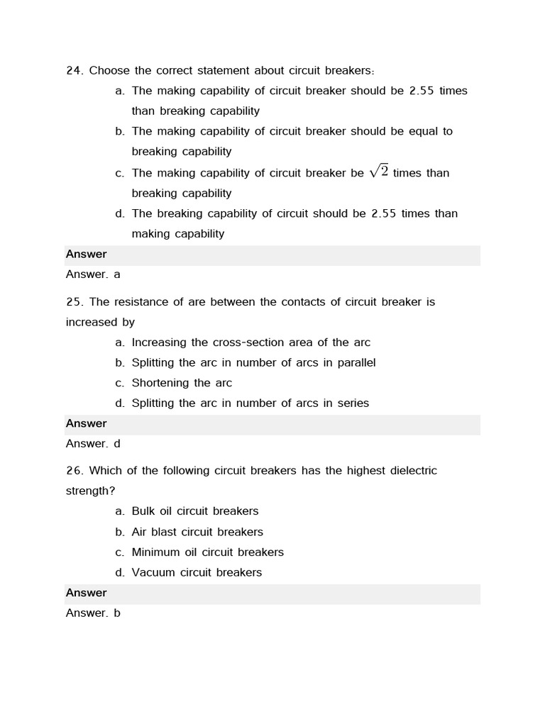 Circuit Breaker Operation and Characteristics | PDF | Electrical ...