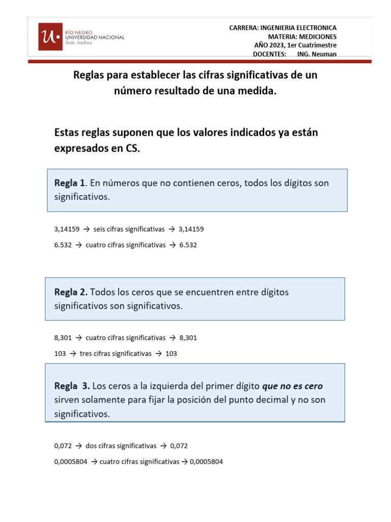 Reglas Cifras Significativas Medidas | PDF | Decimal | Conceptos ...