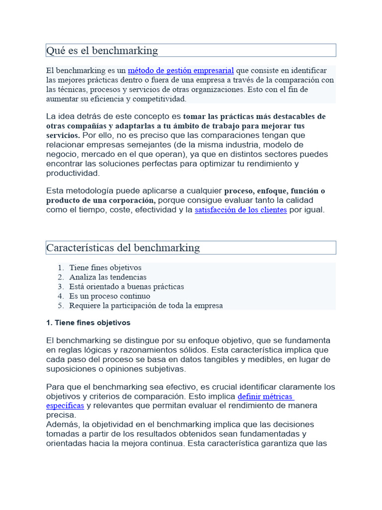 Qué Es El Benchmarking | PDF | Benchmarking | Business