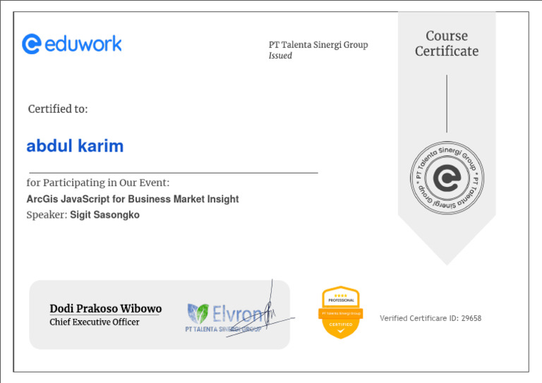 Sertifikat-gis java eduwork | PDF