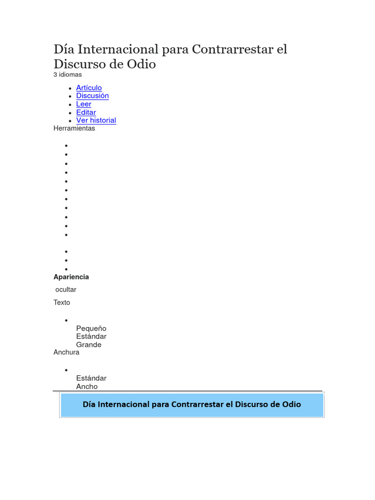 Día Internacional contra el Discurso de Odio | PDF | Wikipedia ...