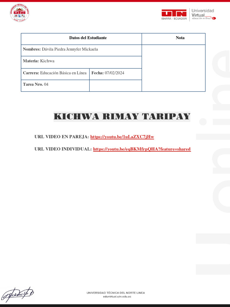 Kichwa Rimay y Piedra en Educación | PDF