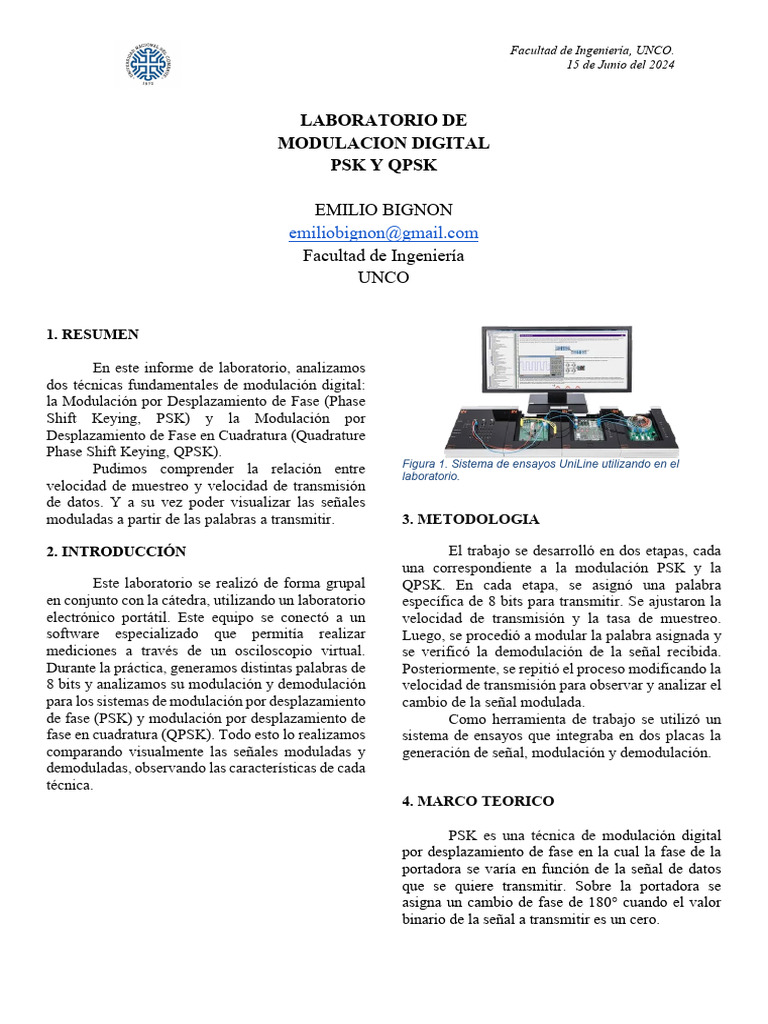 Modulación Digital: PSK y QPSK en Laboratorio | PDF | Modulación ...