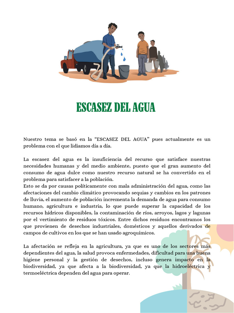 Escasez de Agua: Causas y Soluciones | PDF | Agua | Residuos