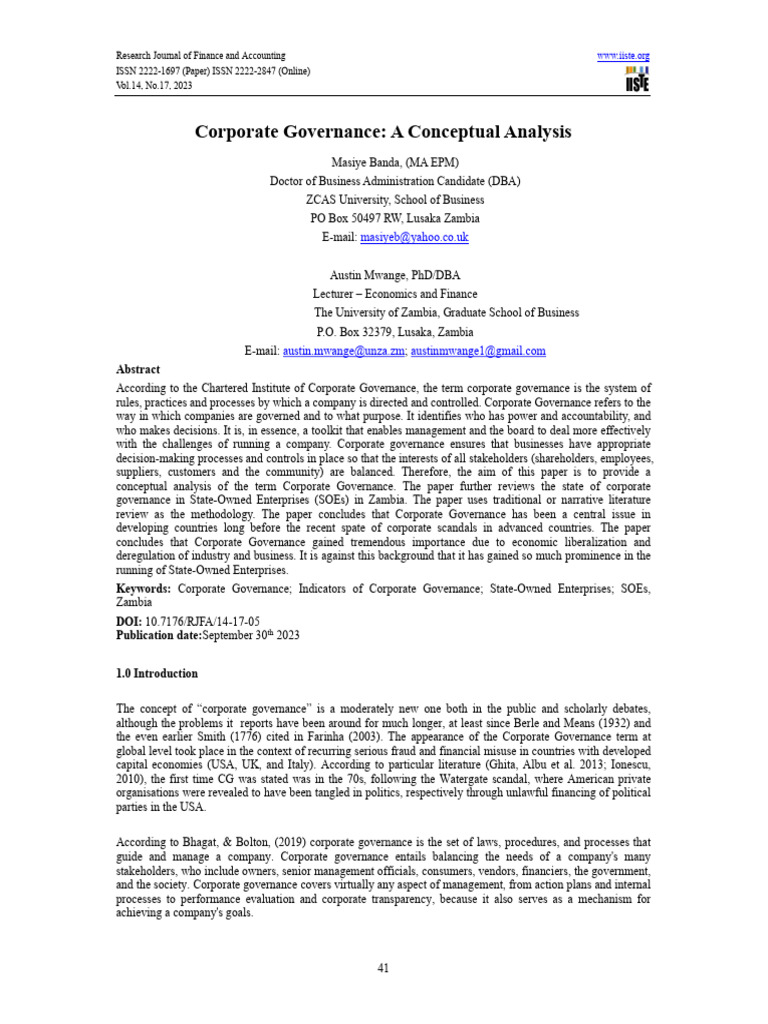 Corporategovernance Aconceptualanalysis | PDF | Corporate Governance ...