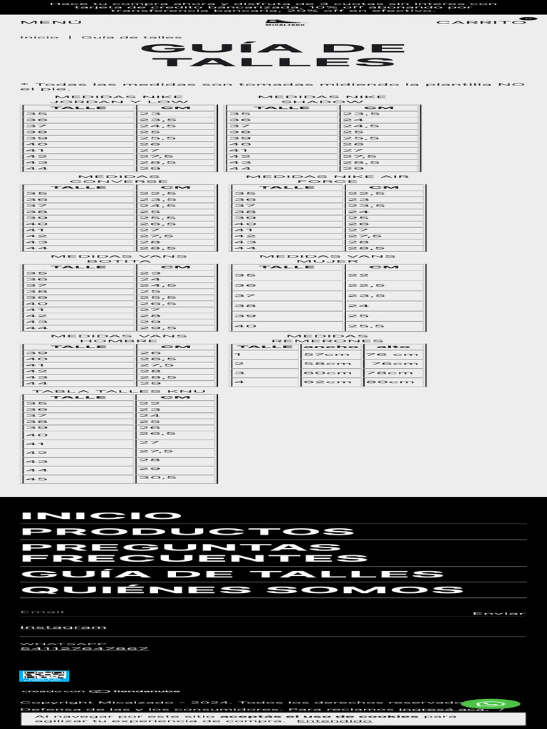 Guía de Talles | PDF