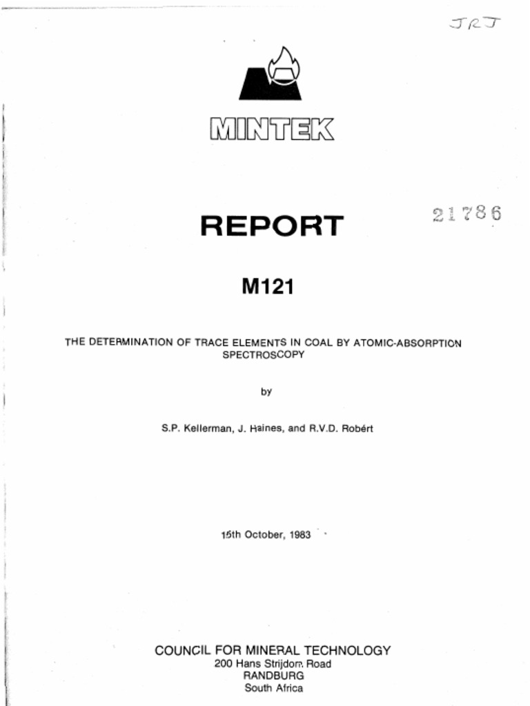 Determination of Trace Elements in Coal by Atomic-Absorption Spectros | PDF