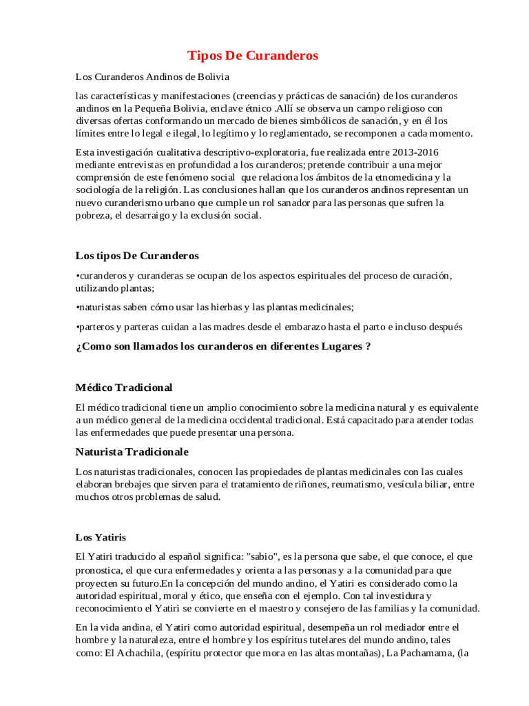 Tipos de curanderos pdf