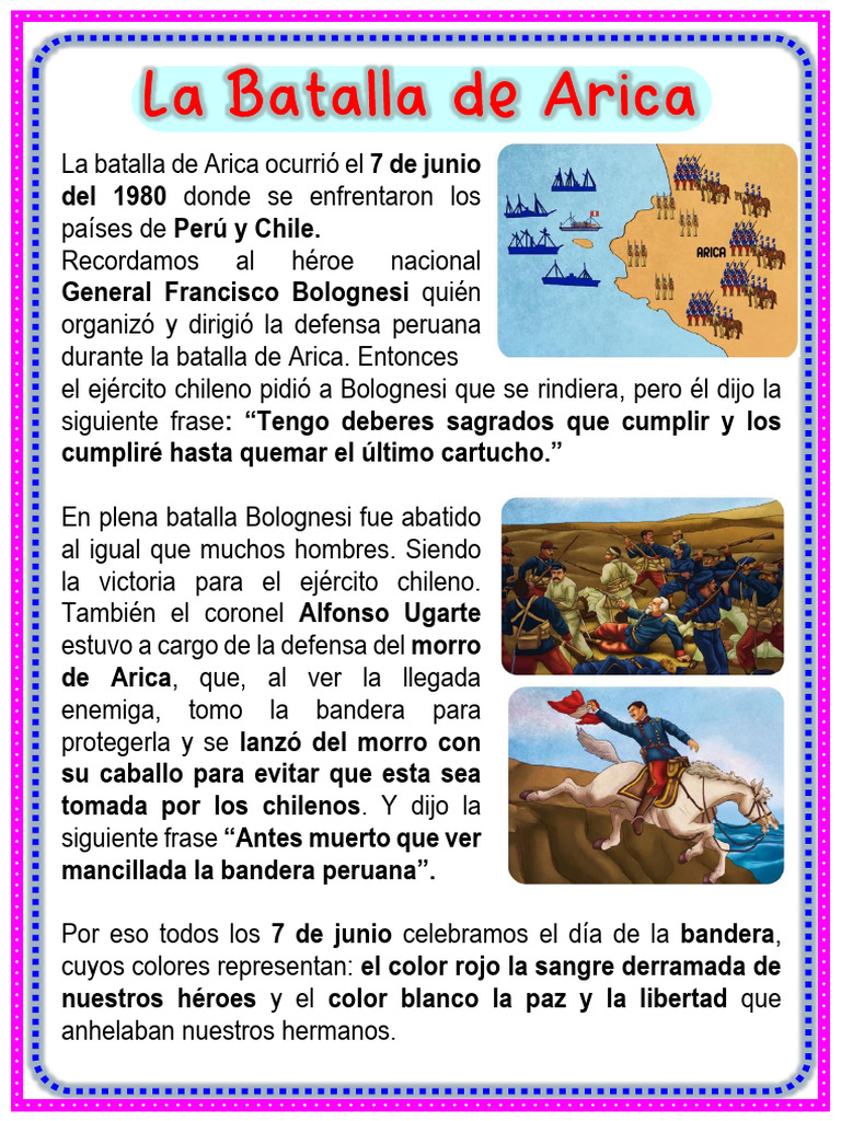 Batalla De Arica Héroes Y Frases Clave Pdf Perú Conflictos Del 