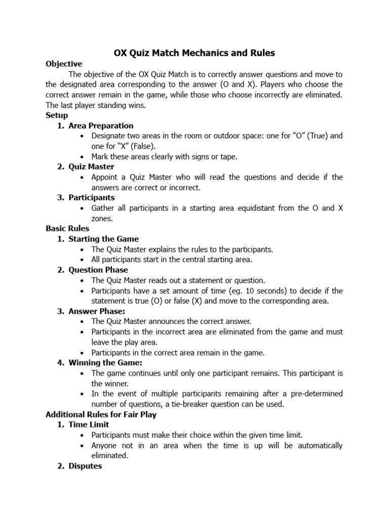 OX Quiz Match Mechanics and Rules | PDF | Planets | Mars