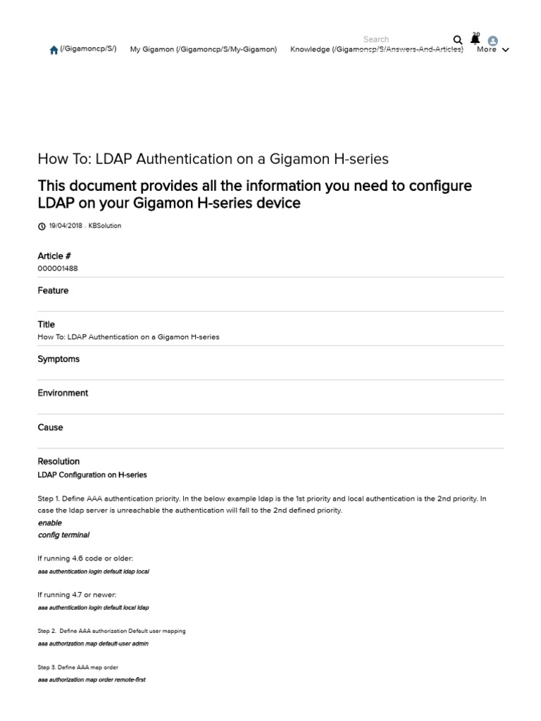 Configuring LDAP on Gigamon H-Series | PDF | Transport Layer Security ...