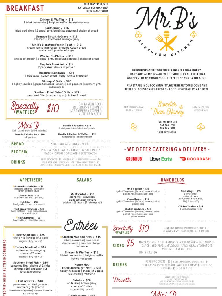 Southern Breakfast Menu at Mr. B's | PDF | Hamburgers | Pancake