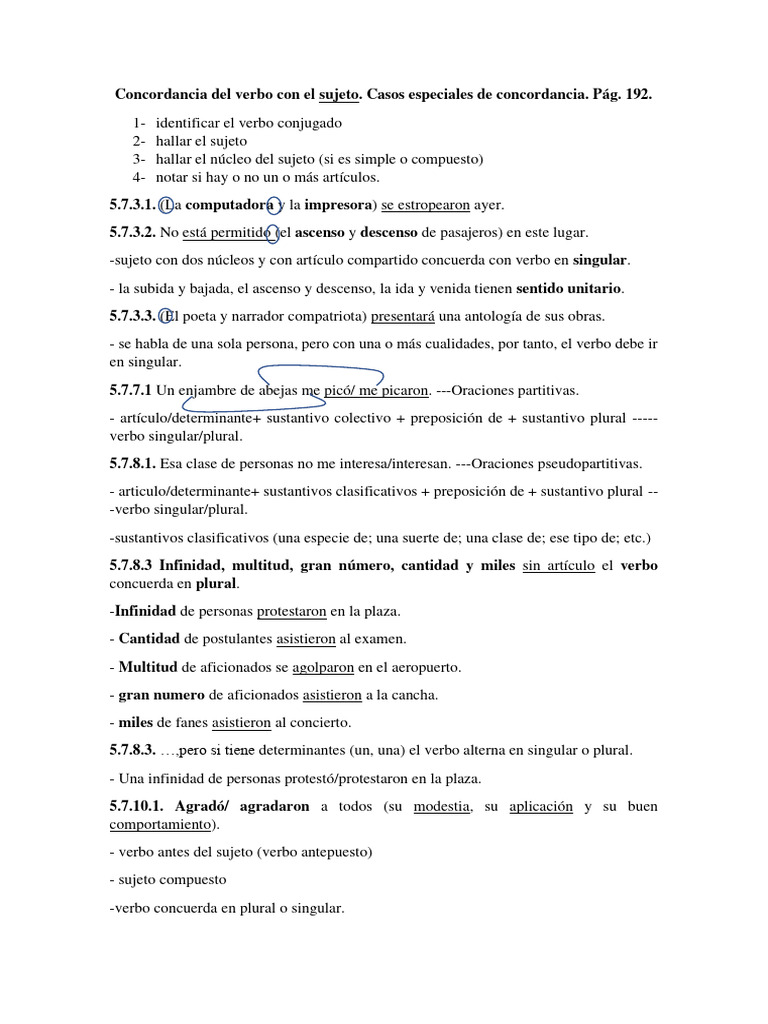 Clase12 Concordancia Verbal | PDF | Verbo | Plural