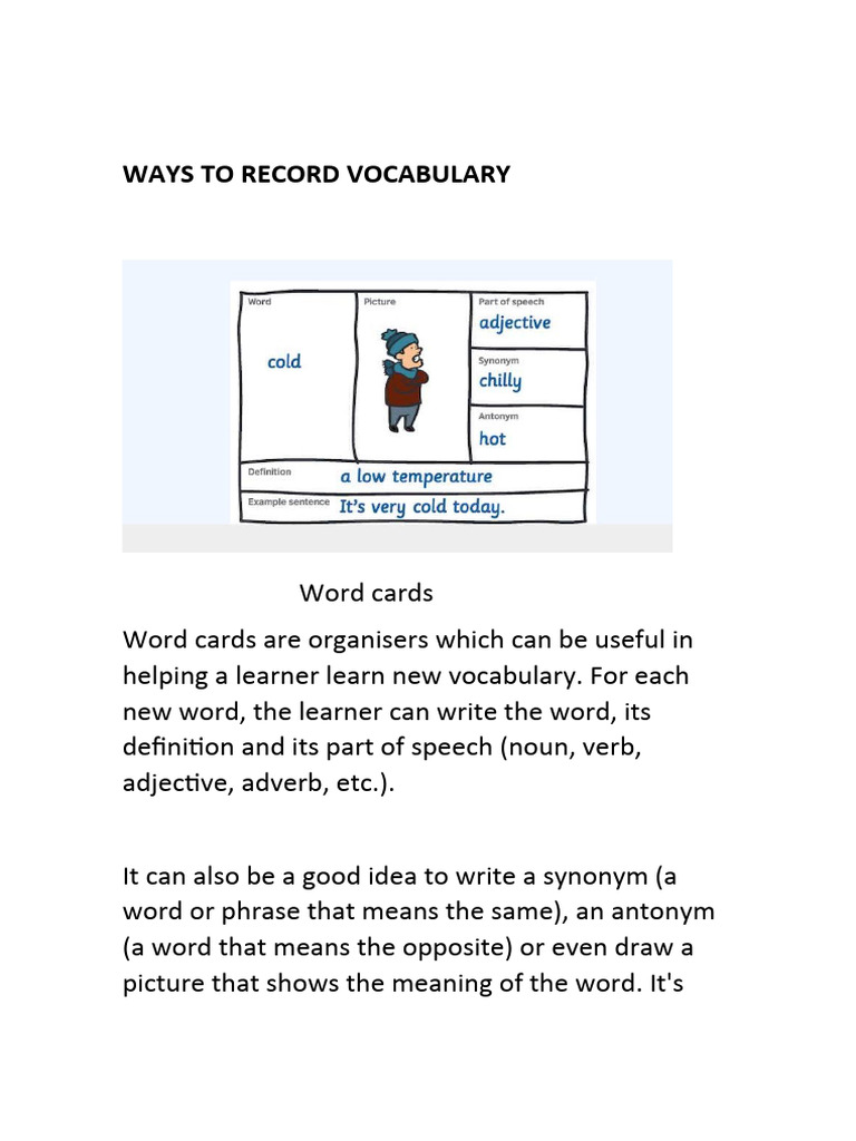 Effective Vocabulary Recording Techniques | PDF | Vocabulary | Part Of ...