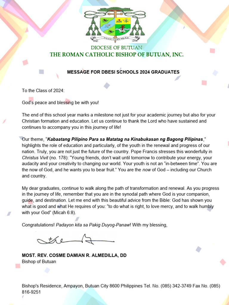 Message for DBESI Graduates 2024 | PDF