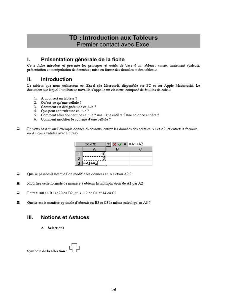Introduction à Excel et astuces pratiques | PDF | Feuille de calcul ...