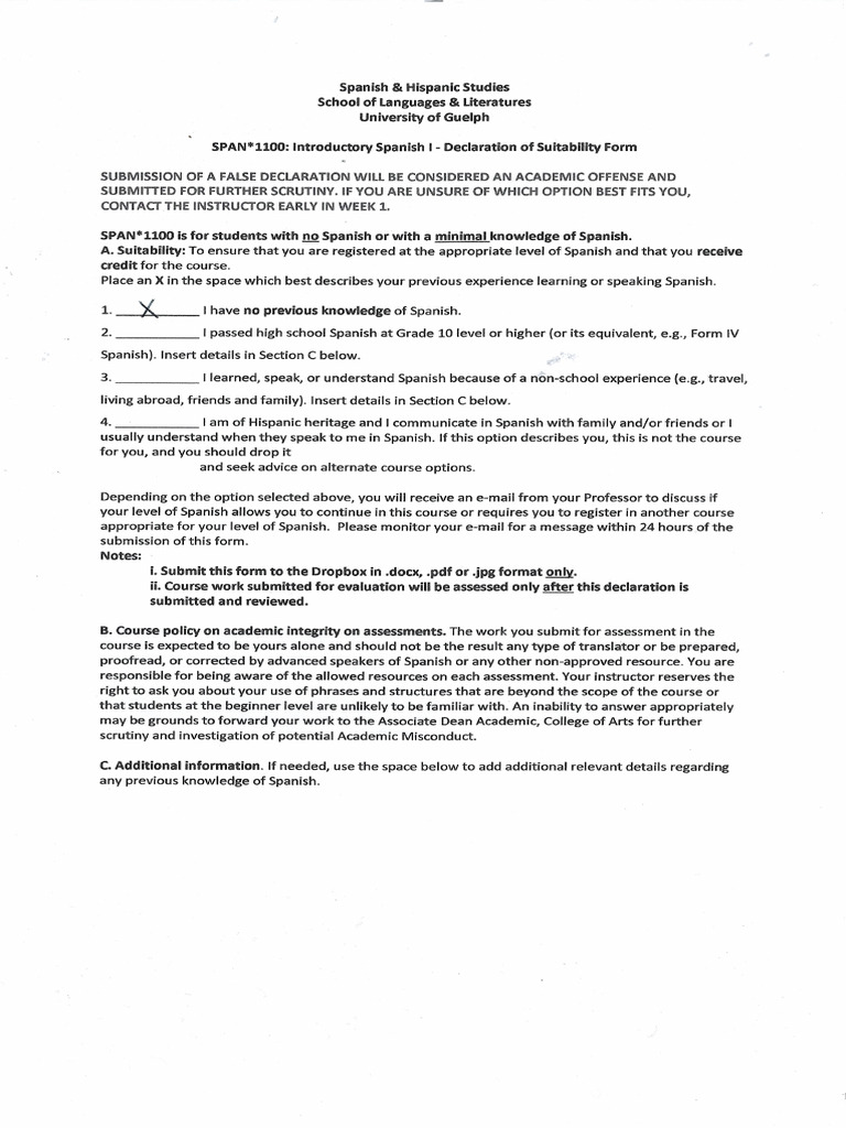 SPAN1100 Declaration | PDF