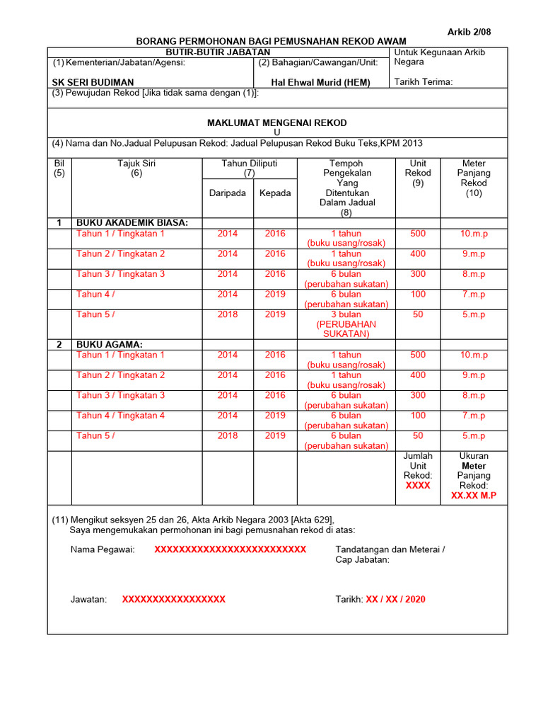 2 jpnt contoh borang permohonan arkib 208 pdf