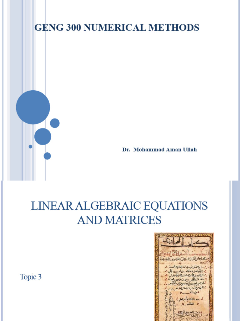 3a Linear Algebraic Equations Non Homogeneous | PDF | Matrix ...