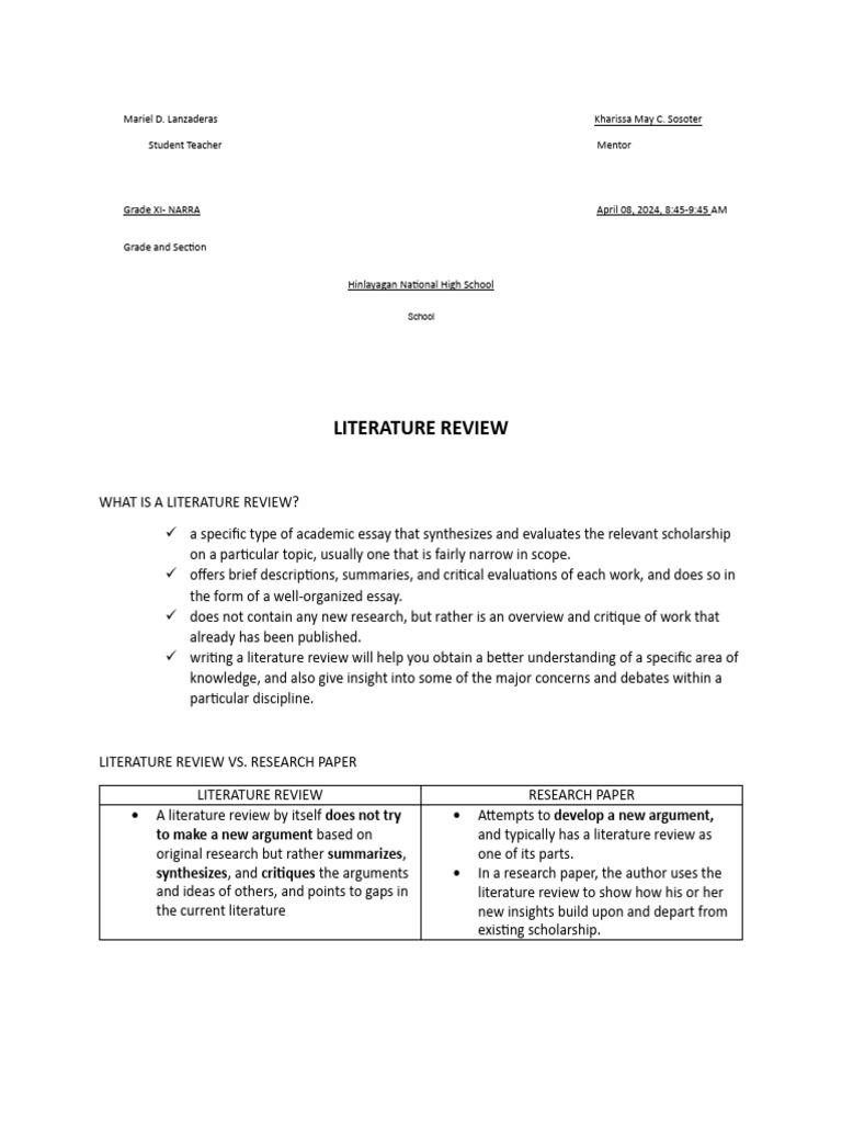 Writing a Literature Review Guide | PDF | Climate Change | Climate
