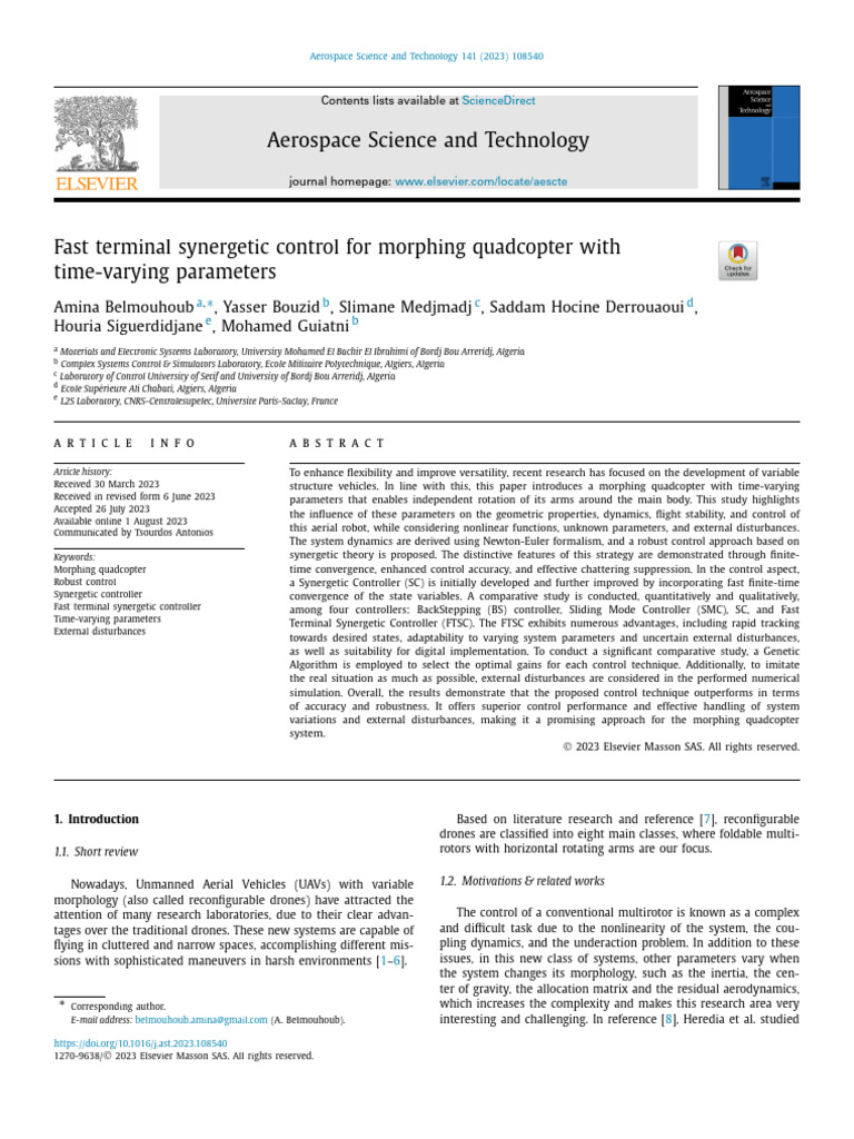 Fast Terminal Synergetic Control For Morphing Quadcopter With Time ...