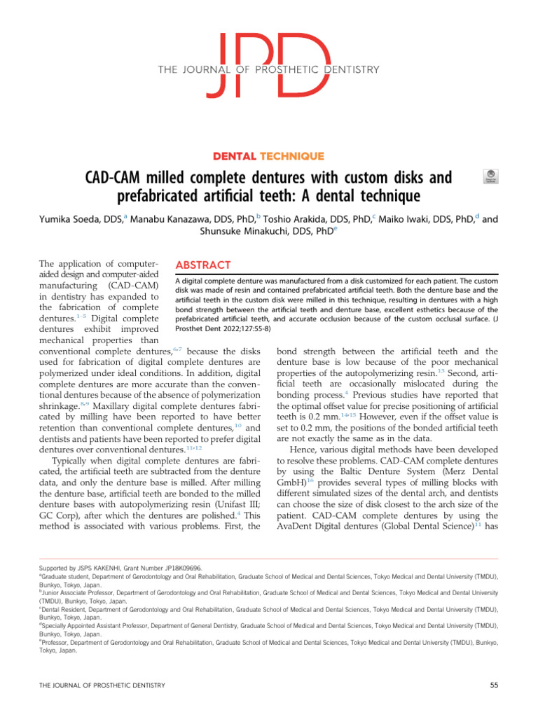 CAD CAM Milled Complete Dentures With Custom Disks | PDF | Dentures ...