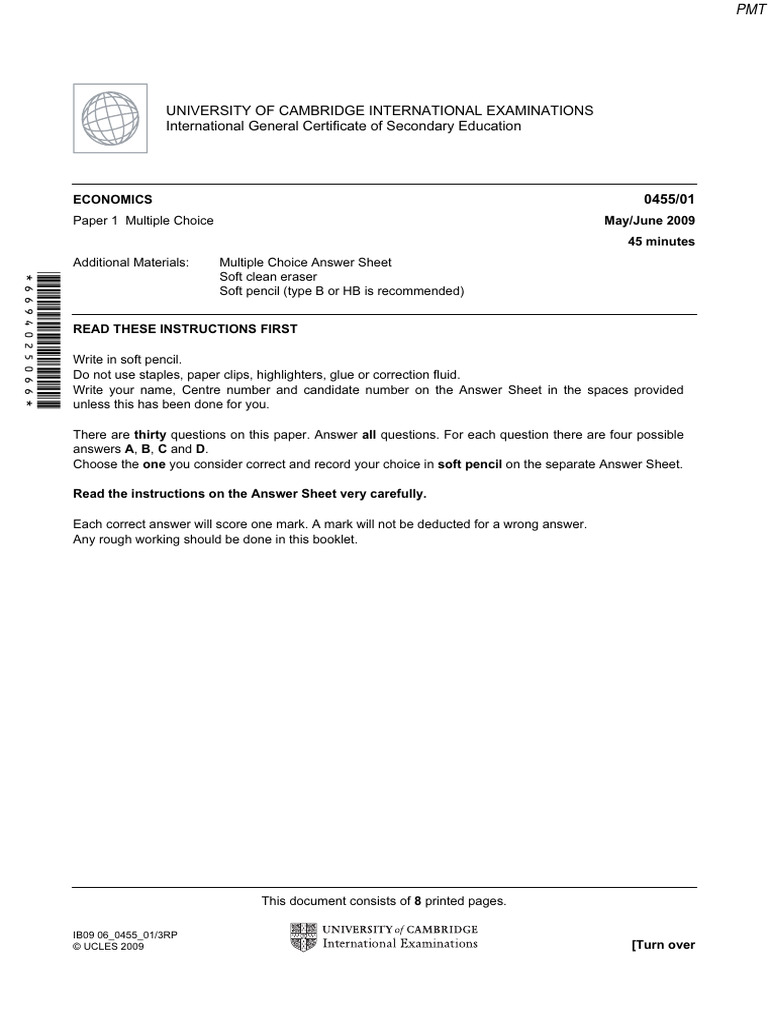 June 2009 qp paper 1 cie economics igcse pdf economic equilibrium