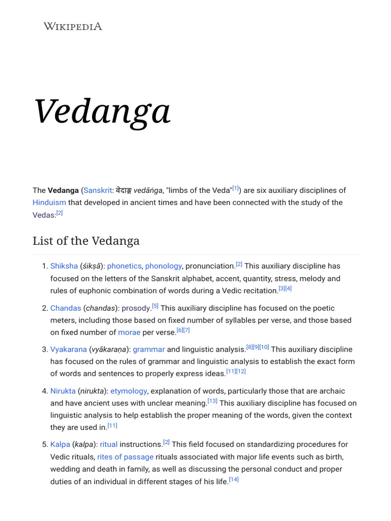 Overview of the Six Vedangas | PDF | Language Arts & Discipline ...