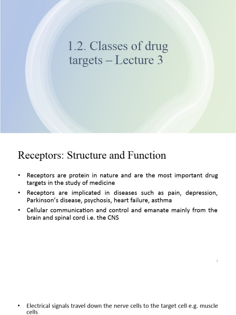 1 2 classes of drug targets pdf receptor biochemistry