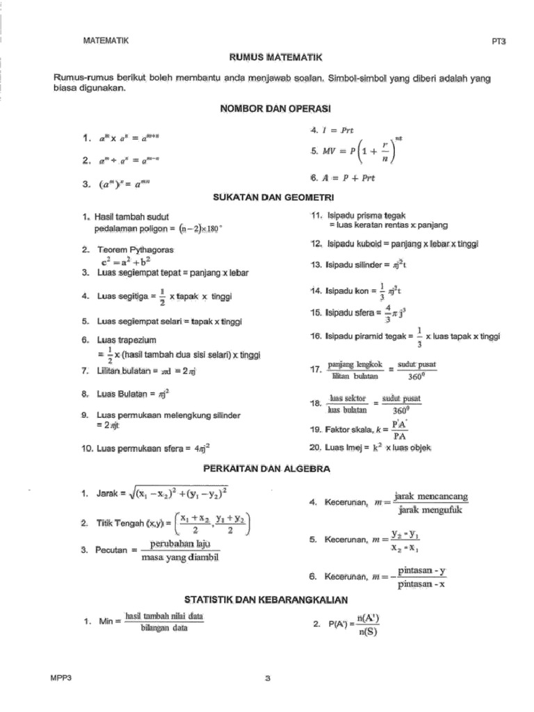 Formula For Math Pdf