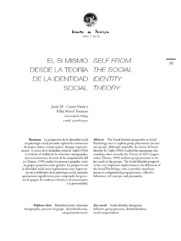 Vista de El Sí Mismo Desde La Teoría de La Identidad Social | PDF