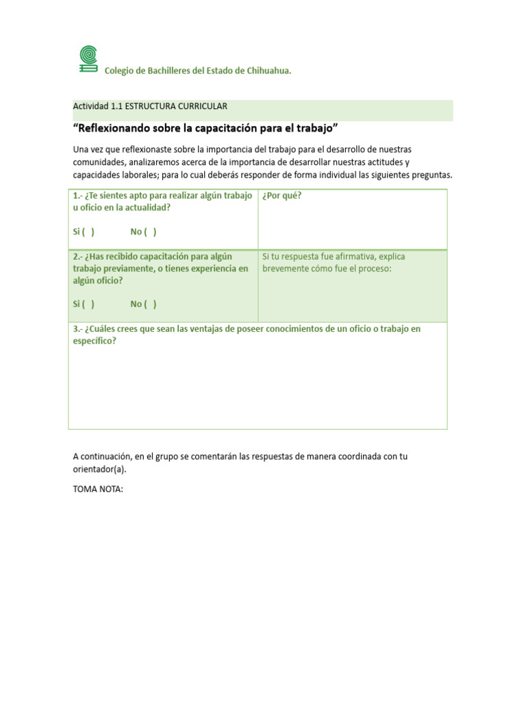 Actividad ESTRUCTURA CURRICULAR | PDF | Crecimiento personal y profesional