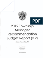 2012 Radnor Township Manager Budget Recommendation Report