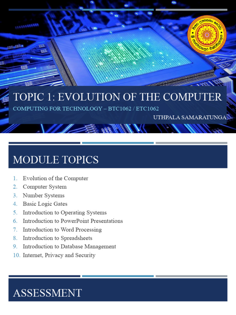 CT - Topic 1 - Evolution of The Computer | PDF | Computer Programming ...