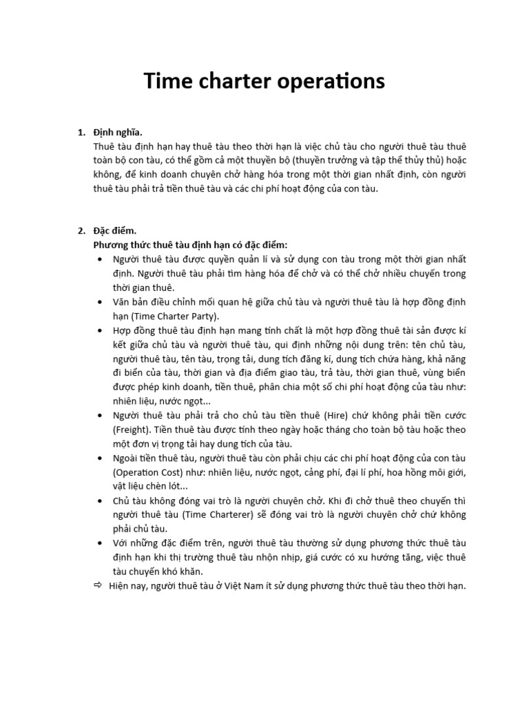 Time Charter Operations | PDF