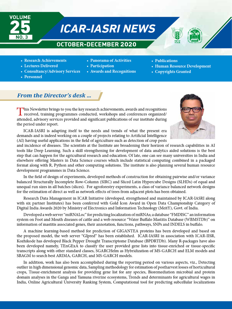 Iasri News Oct Dec 2020 | PDF | Variance | Statistics