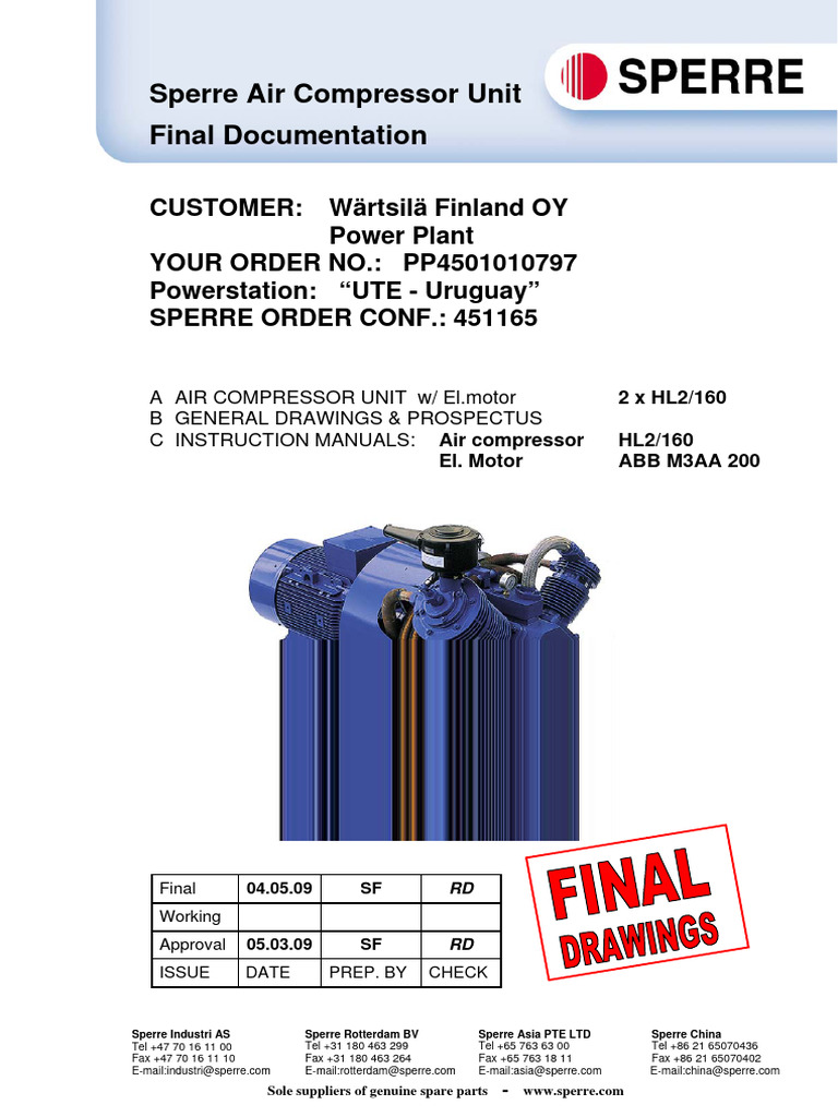 Sperre Air Compressor Unit Documentation | PDF | Alternating Current ...