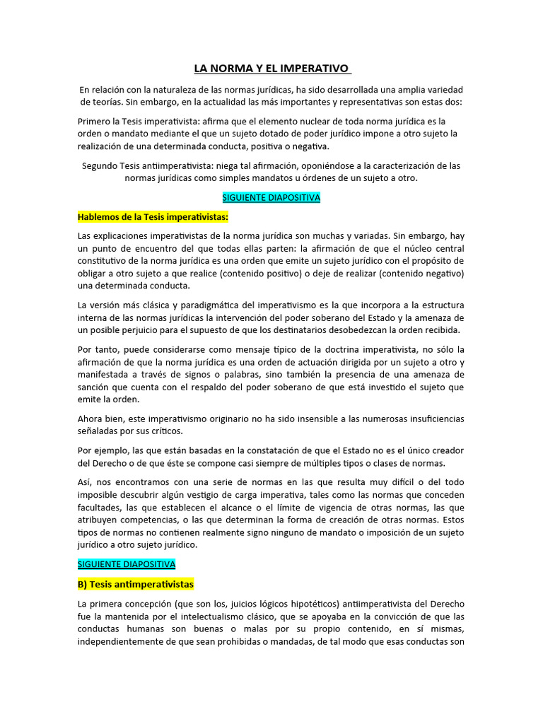 Normas Jurídicas: Imperativismo vs Antiimperativismo | PDF | Homicidio ...