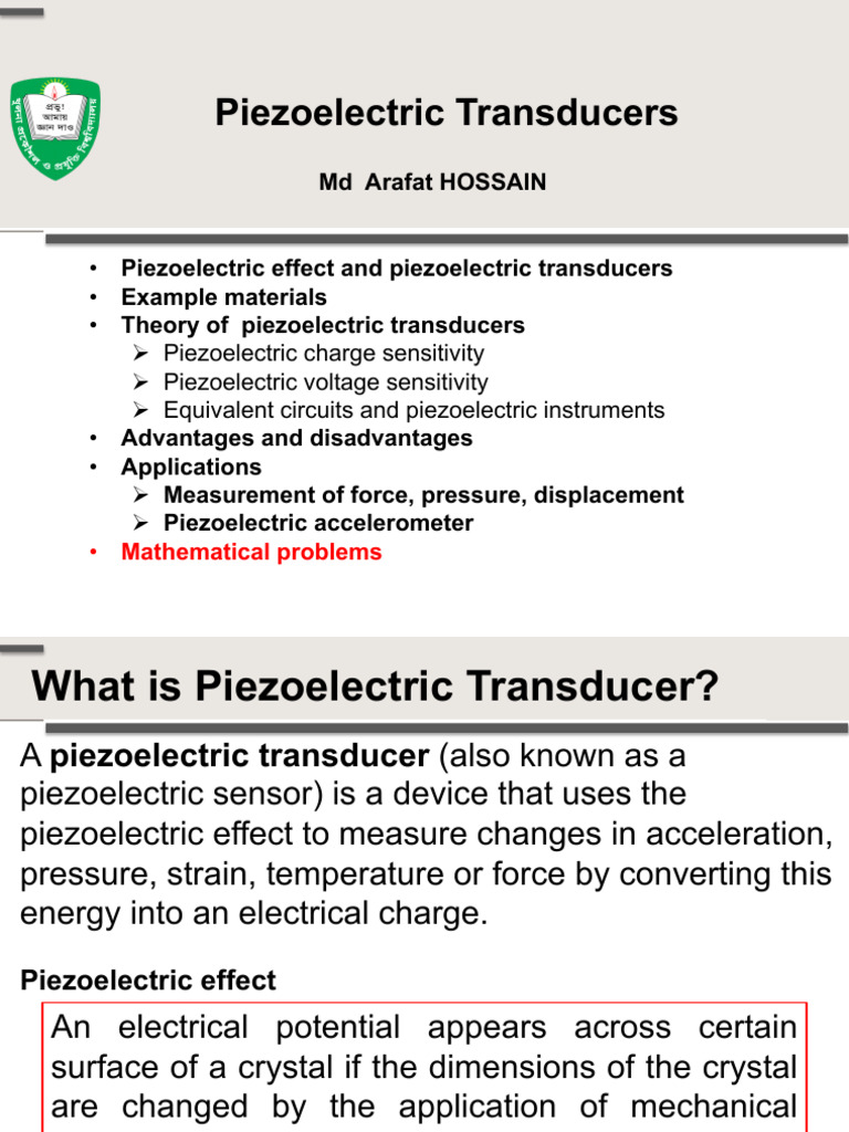 1603083107LecT4 - Piezolectric Transducers | PDF | Piezoelectricity | Sonar