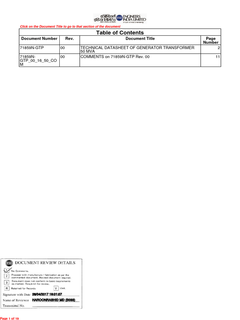 Datasheet of Generator Transformer | PDF | Earth Sciences